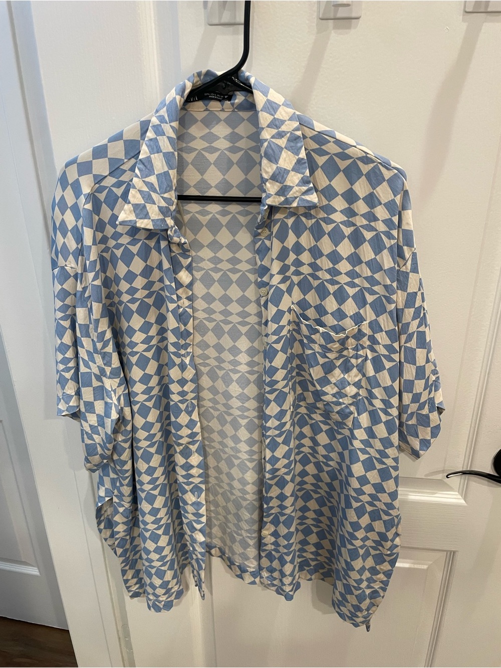 Zara Blue and White Diamond Print Shirt